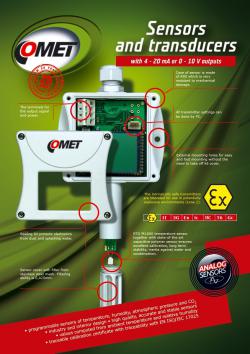 CATALOG - Analog Sensors with 0-10 V or 4-20 mA output